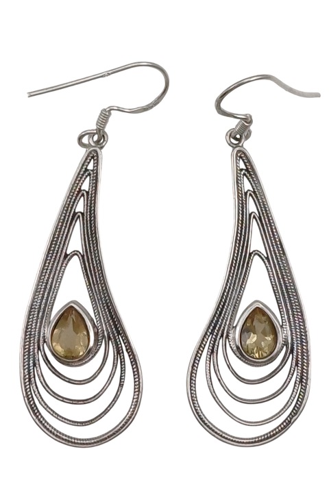 Cercei din argint 925 TSR, cu pietre citrin model 1PJZS1