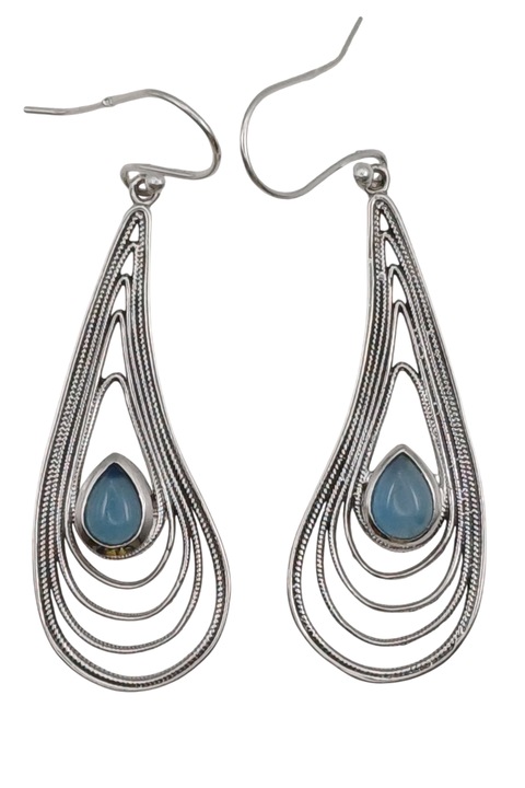 Cercei din argint 925 TSR, cu pietre calcedonie model 1PJZS1