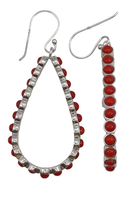 Cercei din argint 925 TSR, cu pietre coral model 1PJZS2