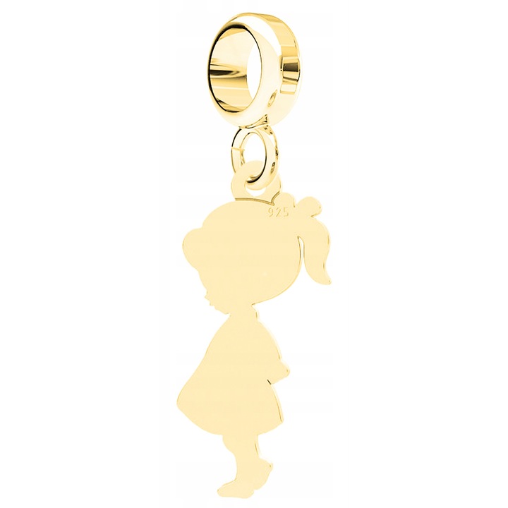 Talisman, Larezo, Hanging Charms Fata, Argint 925, Pentru Femei, 29 mm, 1 X Pandantiv, 1 X Cutie Bijuterie Premimum, Auriu