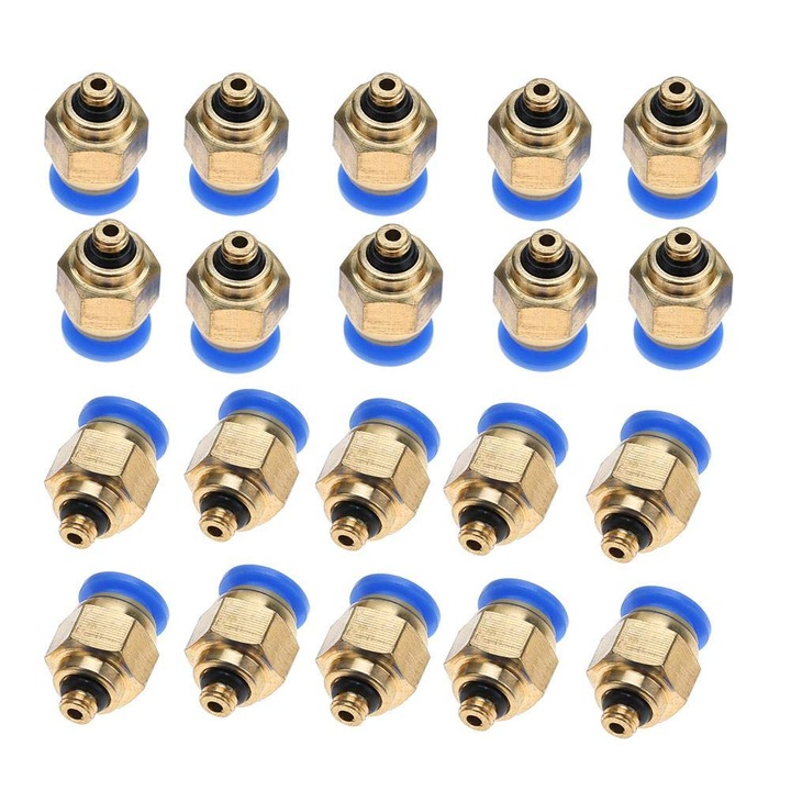 Conector pneumatic rapid Mmgoqqt, metal durabil, etansare excelenta, set 20 buc, PC4-M5