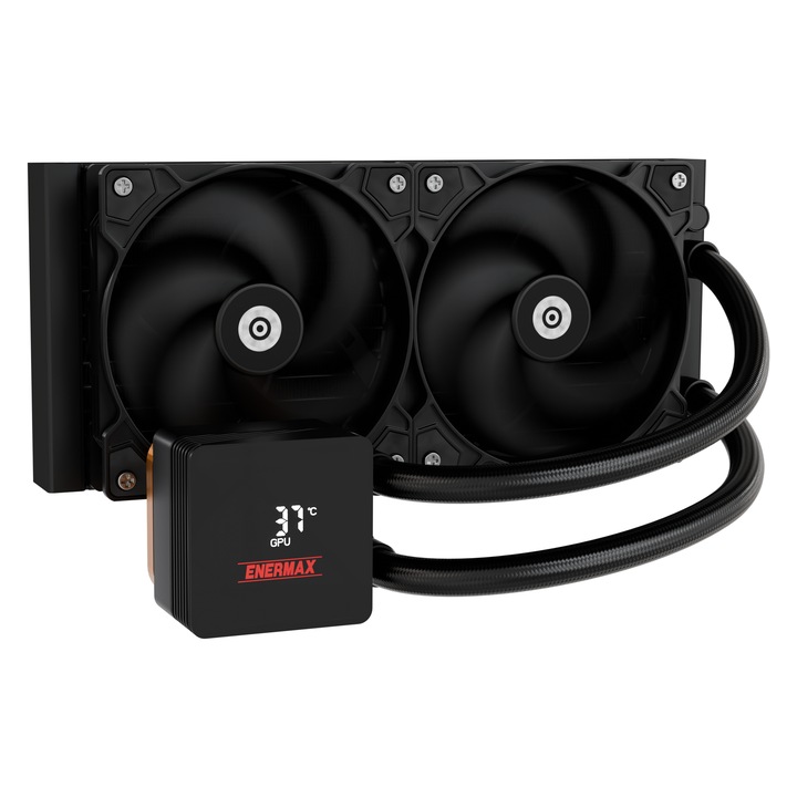 Охладител, Enermax, Liqmax IV, 240 мм, поддръжка 370W TDP, Intel / AMD, магнитен дисплей, софтуер