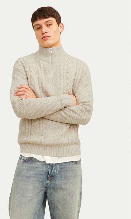Мъжки пуловер, Jack and Jones, 304372902, Акрил, Бежов, Бежов