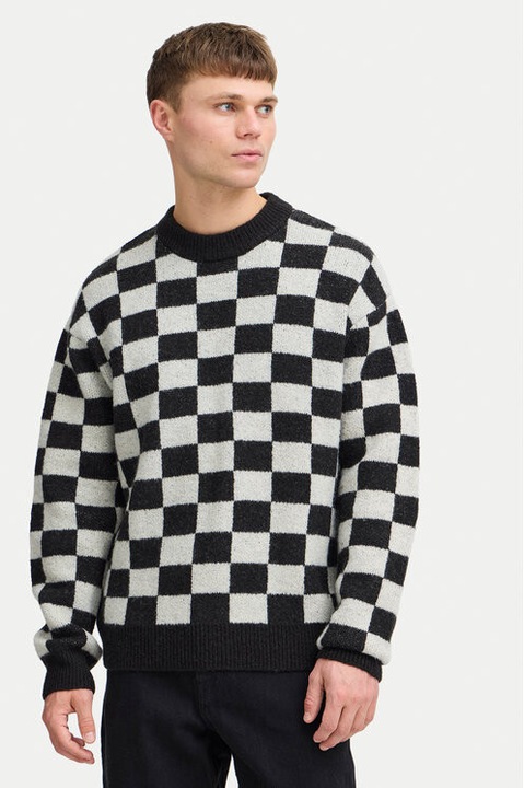 Férfi pulóver, egyszínű, 304021039, akril/gyapjú, fekete, Fekete