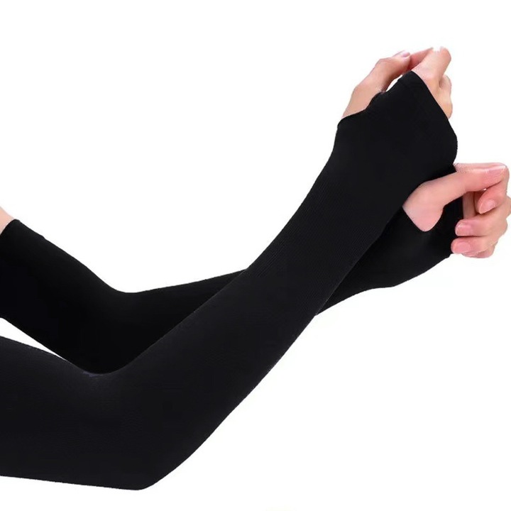 Mansete de brat cu protectie UV, respirabile, elastice, unisex, negru, marime universala