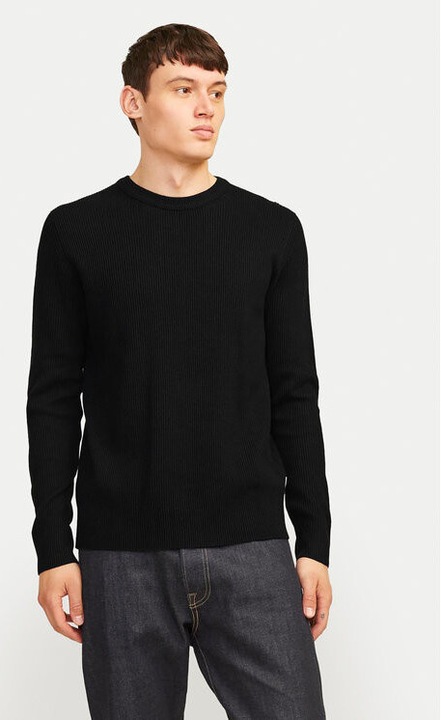 Мъжки пуловер, Jack and Jones, 304514104, Рециклиран полиестер/Памук, Черен, Черен