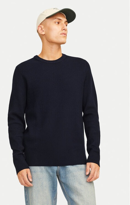 Мъжки пуловер, Jack and Jones, 304514135, Рециклиран полиестер/Памук, Син, Син