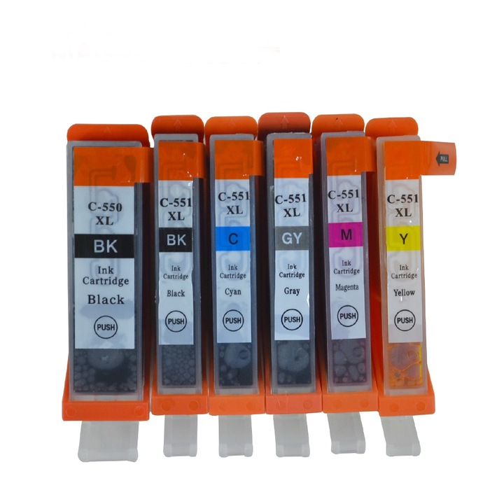 550Xl 551XL Set ( 6 buc ) Cartuse Compatibile Canon PGI-550XL ( Black ) CLI-551XL (Black/Grey/Cyan/Magenta/Yellow/)