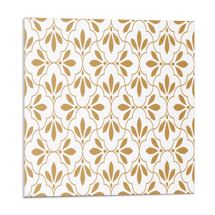 Panou decorativ autoadeziv, Wallfluent, Model de plante elegant, Bej, 4x50x50, 010310410040000033419