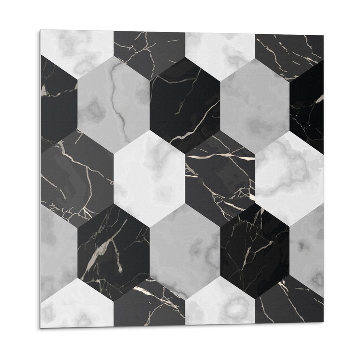 Öntapadó csempék, Wallfluent, Hatszögletű csempe minta, Fekete, 20x20x20, 010310410020000033473