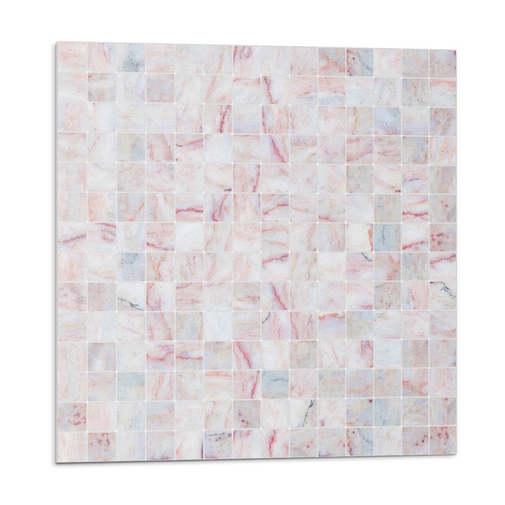 Öntapadó csempék, Wallfluent, Négyzetek mozaikmintája, Rózsaszín, 20x20x20, 010310410020000033417