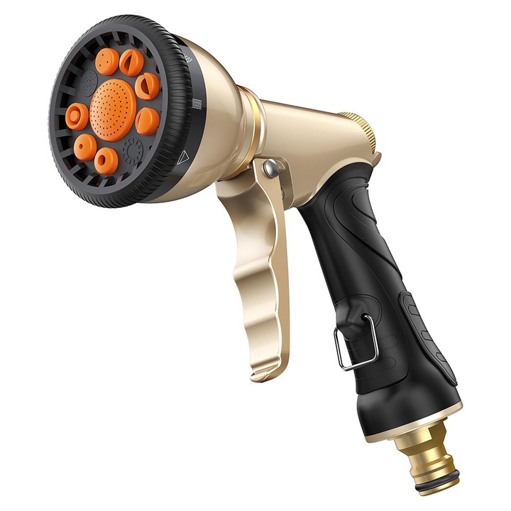 Пистолет за пръскане, BOMSTOM, метален, 9 вида струи, неплъзгащи се дръжки, 17x17 см