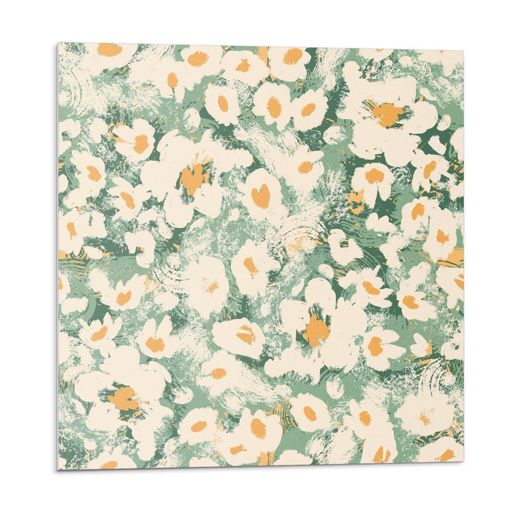 Öntapadó csempék, Wallfluent, Virágmintás a háttérben, Zöld, 20x20x20, 010310410020000033495
