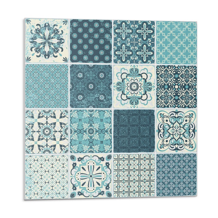 Öntapadó csempék, Wallfluent, Minták geometrikus mozaikban, Türkiz, 20x20x20, 010310410020000033504