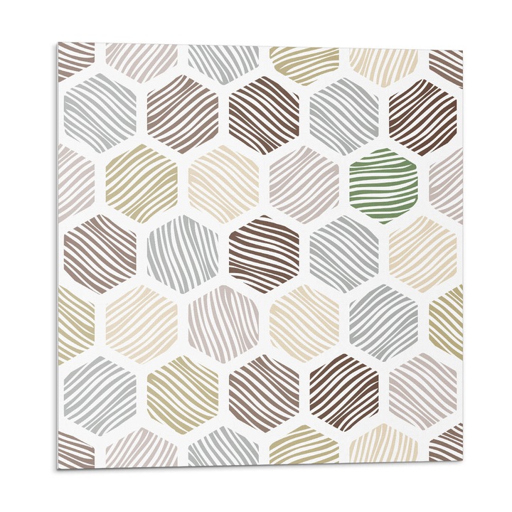 Öntapadó csempék, Wallfluent, Hatszögletű minta vonalakkal, Szürke, 20x20x20, 010310410020000033432