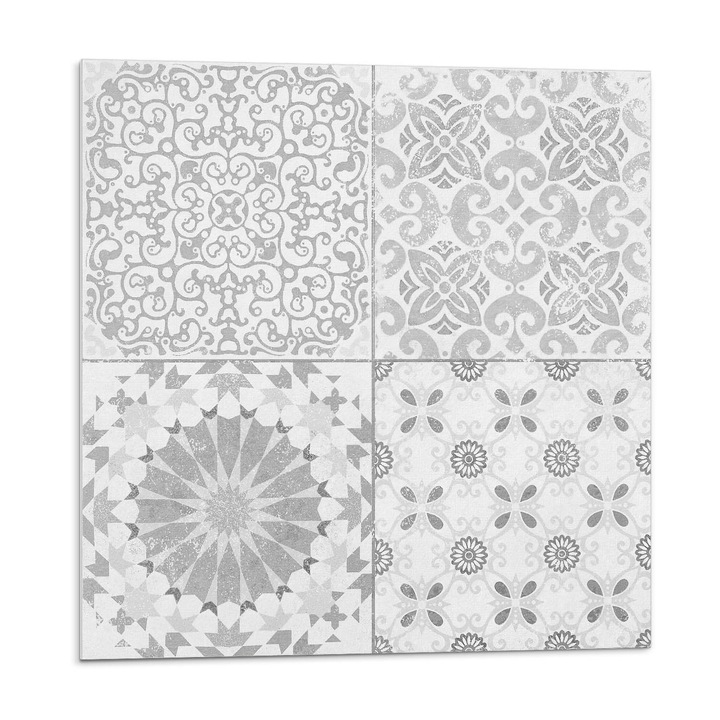 Öntapadó csempék, Wallfluent, Geometrikus és virágos minták, Szürke, 20x20x20, 010310410020000033542