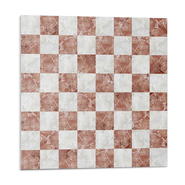 Öntapadó csempék, Wallfluent, Márvány sakktábla minta, Barna, 20x20x20, 010310410020000033459