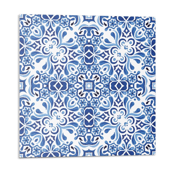 Öntapadó csempék, Wallfluent, Klasszikus virágmintás, Kék, 20x20x20, 010310410020000033558