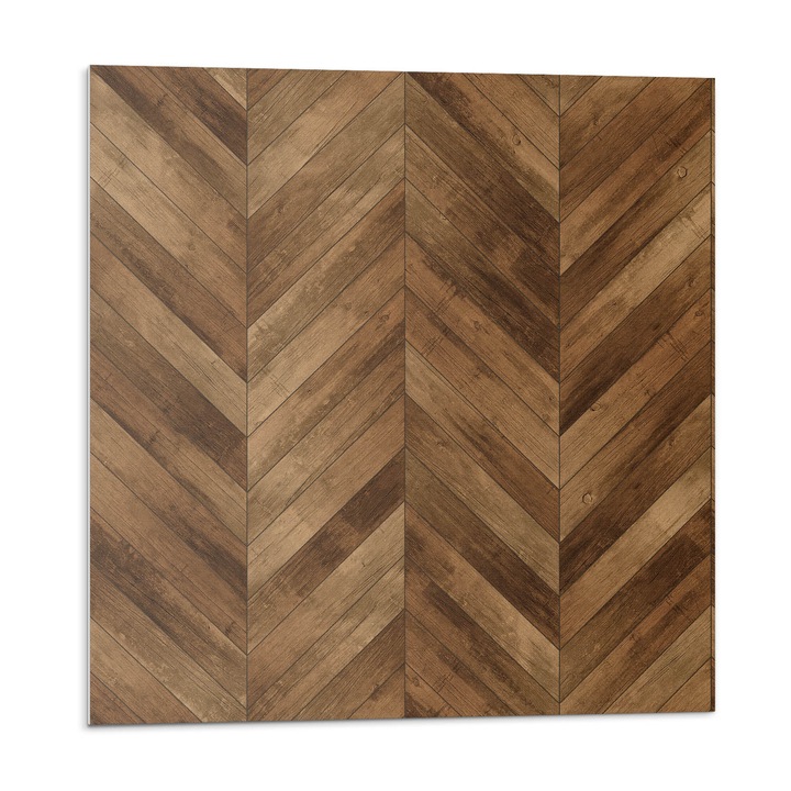 Öntapadó csempék, Wallfluent, Halszálkás deszka minta, Barna, 20x20x20, 010310410020000074179