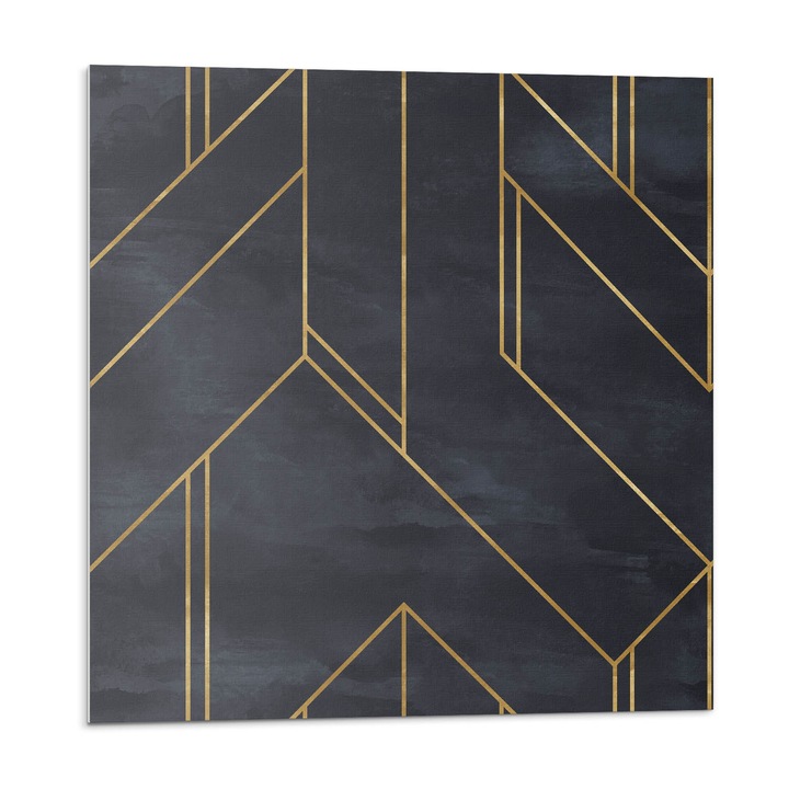 Öntapadó csempék, Wallfluent, Vonalak és formák geometriája, Fekete, 9x30x30, 010310410010000074209