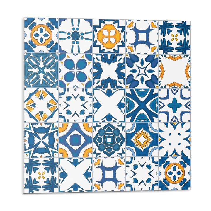 Öntapadó dekoratív panel, Wallfluent, Mozaik minták az elrendezésben, Kék, 4x50x50, 010310410040000057096