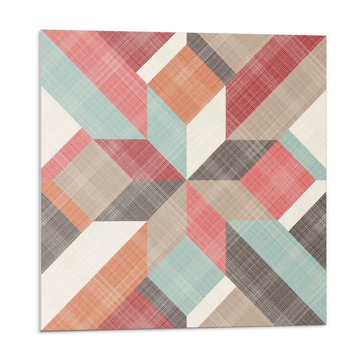 Panou vinil decorativ, Wallfluent, Geometrie in forme colorate, Bej, 4x50x50, 010310410040000033546