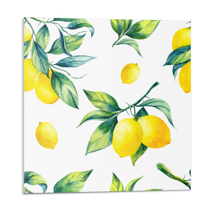 Faianta autocolanta, Wallfluent, Model fara sudura cu lamai si frunze, Galben, 9x30x30, 010310410010000276172