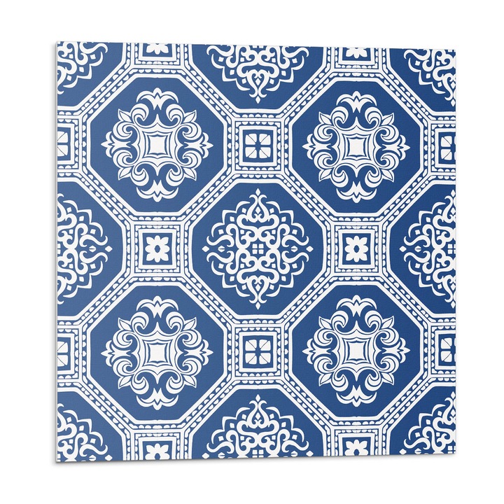 Dekoratív vinil panel, Wallfluent, Nyolcszögű minta, Tengerészkék, 4x50x50, 010310410040000074203