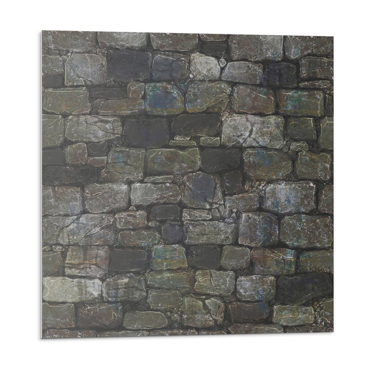 Dekoratív vinil panel, Wallfluent, Kőfal textúra, Szürke, 4x50x50, 010310410040000276203