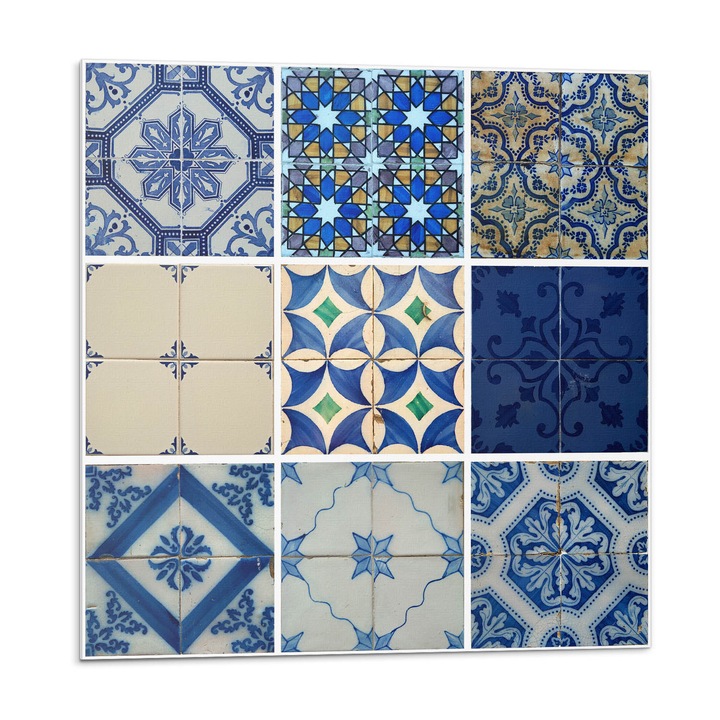 Faianta autocolanta, Wallfluent, Modele de placi ceramice, Albastru, 9x30x30, 010310410010000276174