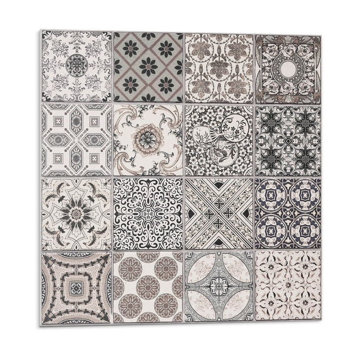 Öntapadó csempék, Wallfluent, Vintage stílusú minták, Fekete, 20x20x20, 010310410020000276176