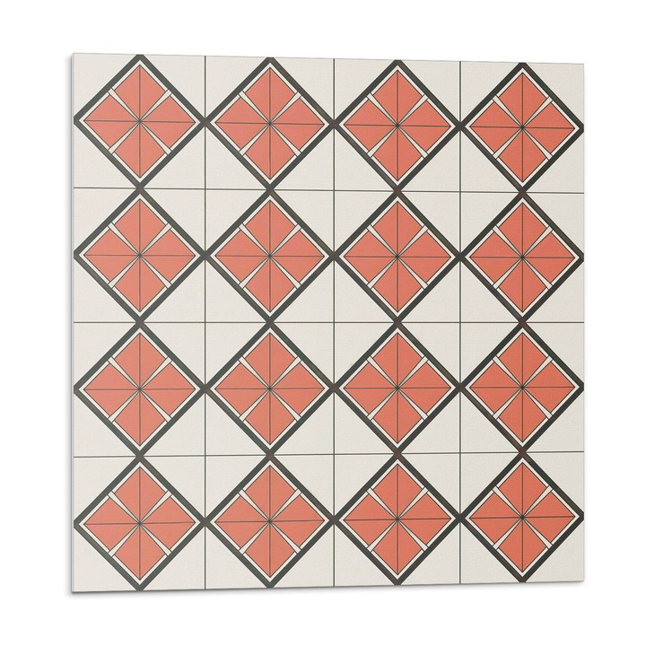 Öntapadó csempék, Wallfluent, Geometrikus gyémánt minta, Piros, 20x20x20, 010310410020000282926