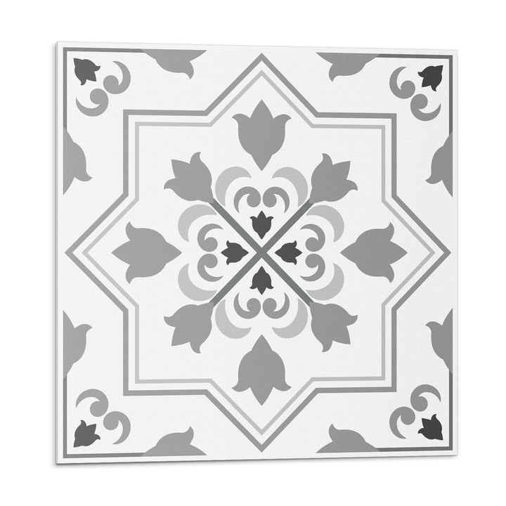 Öntapadó csempék, Wallfluent, Virágos minta, Szürke, 20x20x20, 010310410020000276731