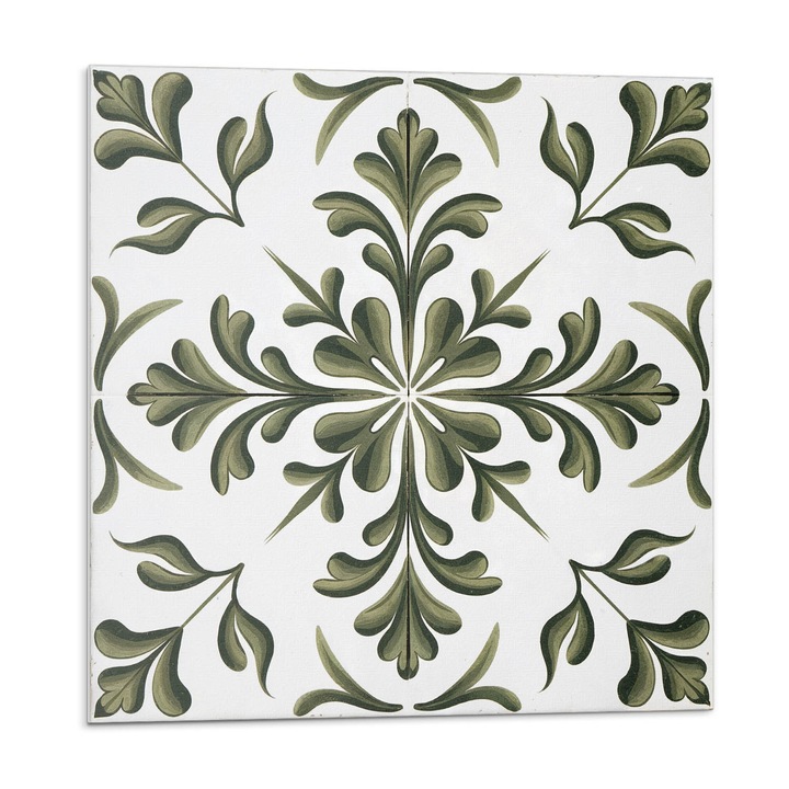 Faianta autocolanta, Wallfluent, Model de plante pe fundal, Verde, 20x20x20, 010310410020000283067