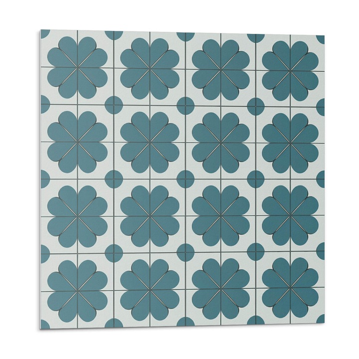 Panou lipibil perete, Wallfluent, Modele florale intr-un aranjament, Turcoaz, 4x50x50, 010310410040000282956