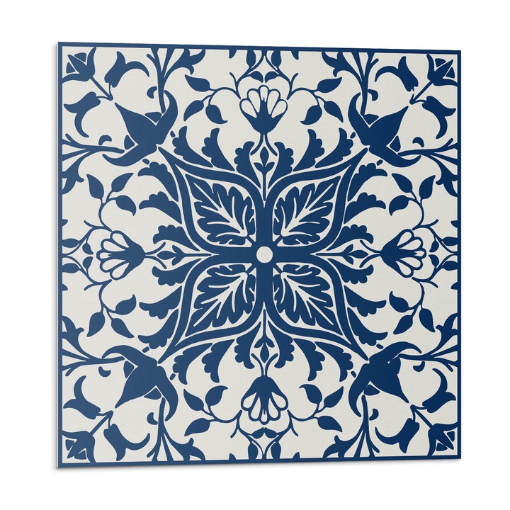 Dekoratív vinil panel, Wallfluent, Virágmintás levelekkel, Tengerészkék, 4x50x50, 010310410040000276209