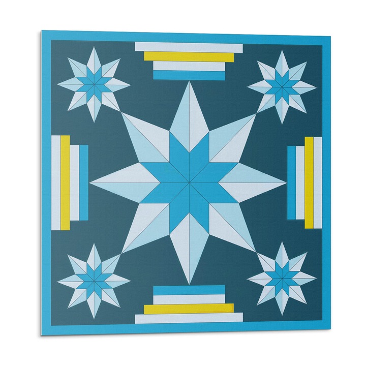 Dekoratív vinil panel, Wallfluent, Geometrikus csillagok elrendezésben, Kék, 4x50x50, 010310410040000282932