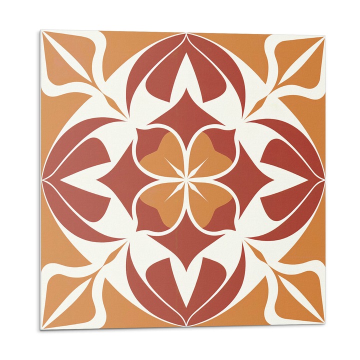 Öntapadó csempék, Wallfluent, Szimmetrikus növényi minta, Narancssárga, 20x20x20, 010310410020000283103