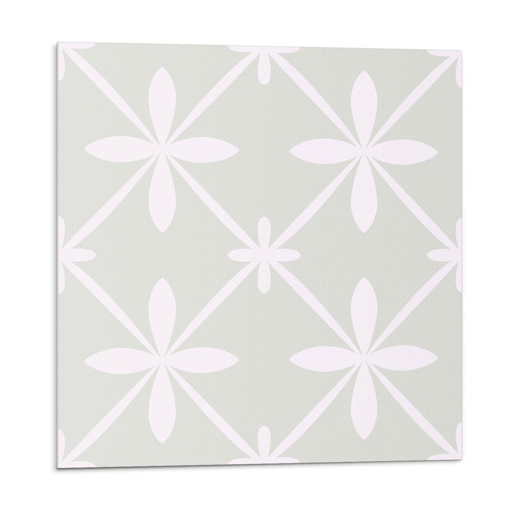 Dekoratív vinil panel, Wallfluent, Virágmintás hálóban, Szürke, 4x50x50, 010310410040000276741