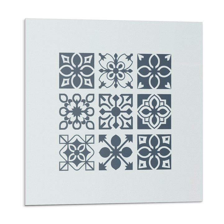 Öntapadó csempék, Wallfluent, Geometriai minták négyzetekben, Szürke, 20x20x20, 010310410020000282962