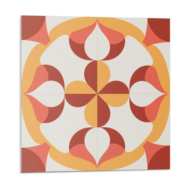 Panou vinil decorativ, Wallfluent, Model geometric abstract, Portocaliu, 4x50x50, 010310410040000283105