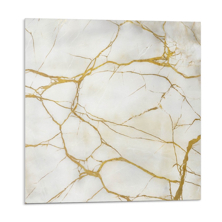 Panou vinil decorativ, Wallfluent, Marmura eleganta cu vene, Alb, 4x50x50, 010310410040000282960