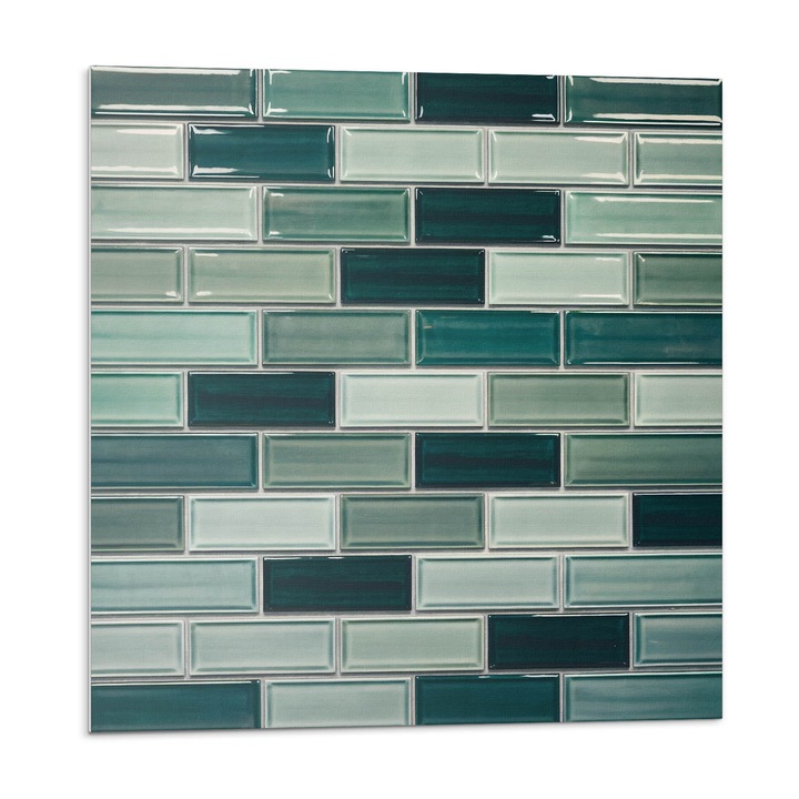 Öntapadó csempék, Wallfluent, Téglalap alakú csempe mozaikja, Türkiz, 20x20x20, 010310410020000283042