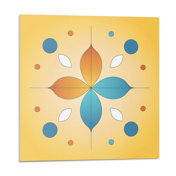 Öntapadó csempék, Wallfluent, Geometrikus virágmintás, Sárga, 20x20x20, 010310410020000282992