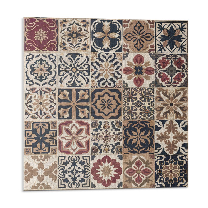 Dekoratív vinil panel, Wallfluent, Mozaik minták az elrendezésben, Barna, 4x50x50, 010310410040000282021