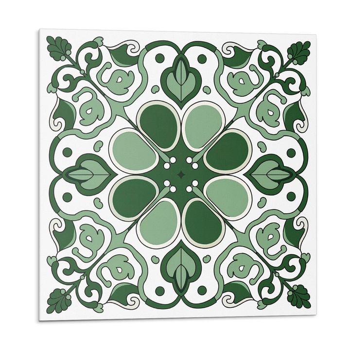 Öntapadó csempék, Wallfluent, Növény minta levelekkel, Zöld, 20x20x20, 010310410020000282988