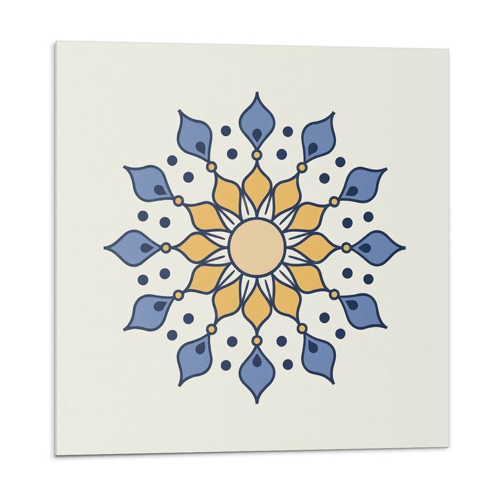 Öntapadó csempék, Wallfluent, Mandala virágmintás, Sárga, 20x20x20, 010310410020000283004