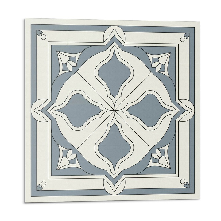 Panou decorativ autoadeziv, Wallfluent, Model floral pe gresie, Gri, 4x50x50, 010310410040000283097