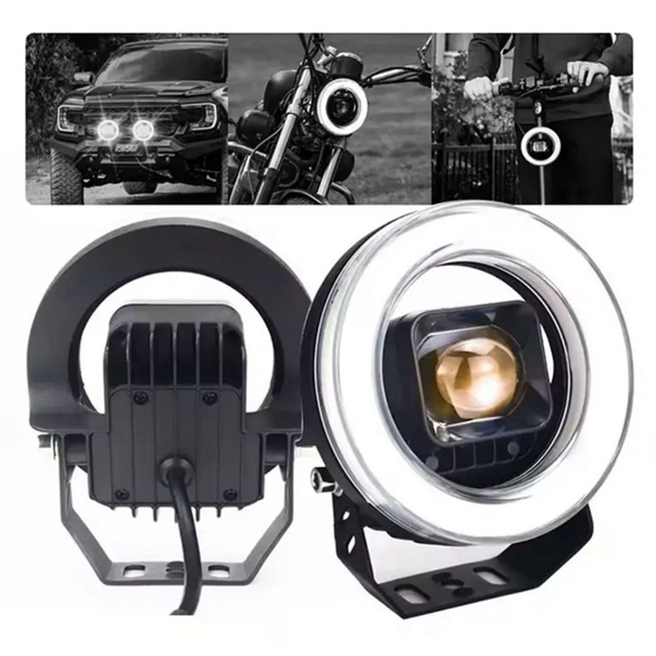 LED светлина ангелско око awl58, 45w, 8000lm, 9-36v, 4 функции - позиция, сигнализация, дълги/къси светлини, офроуд, atv, ssv