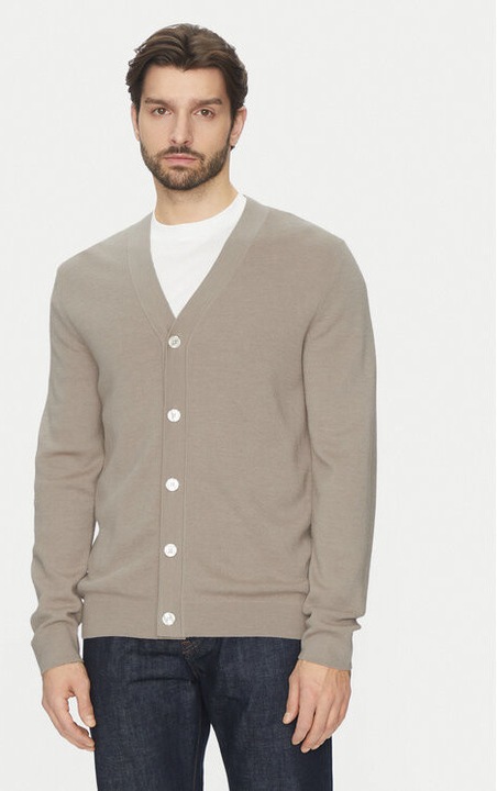 Cardigan barbati, Selected Homme, 304810077, Lana merinos, Bej, Bej, S